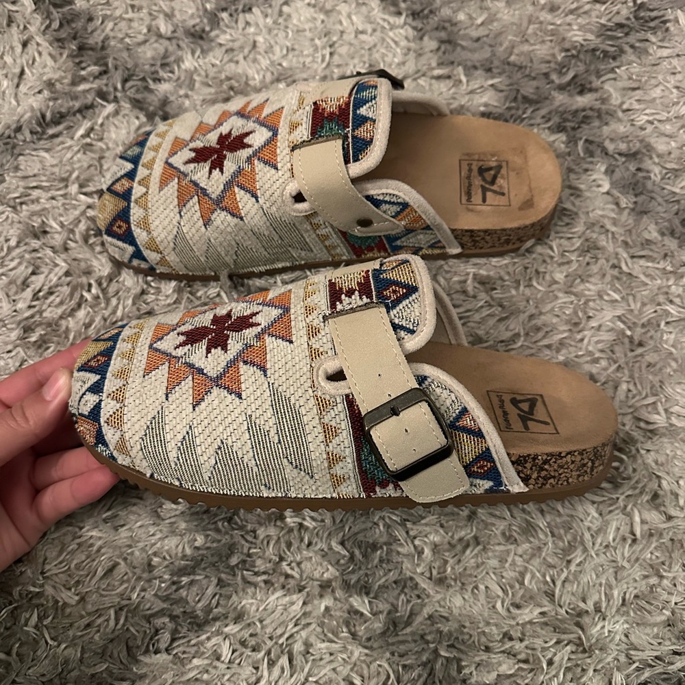 Aztec Patterned Slip-On Clogs